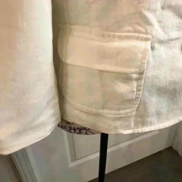 Kasper and Co. Ladies 14 Ivory Linen Blend Lined Jacket 3/4 sleeves - Picture 5 of 5